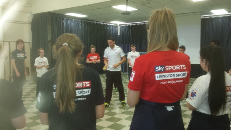 Brian Gregan, Sky Sports Living for Sports ambassador, talks to TY Photo: Ms. Finnegan
