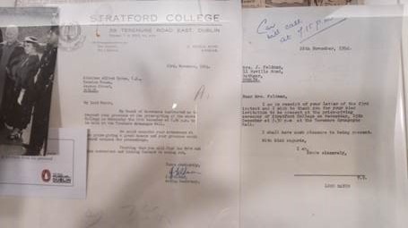 Stratford College correspondence with Alfie Byrne on display in Easons Photo: Mrs. Tillman

