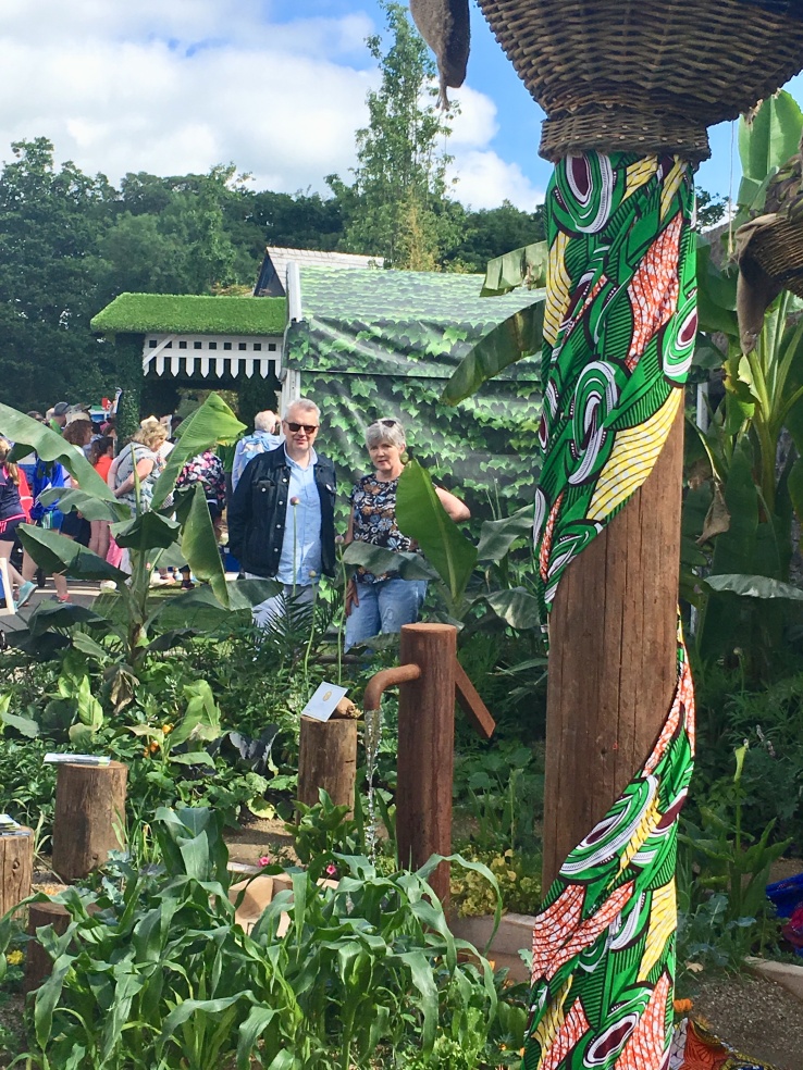 Corneilia Raftery and partner in her show garden at the Bloom Festival 2018. Photo: Patricia Gordon 
