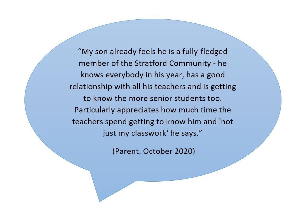 Stratford: parent quote, September 2020 
