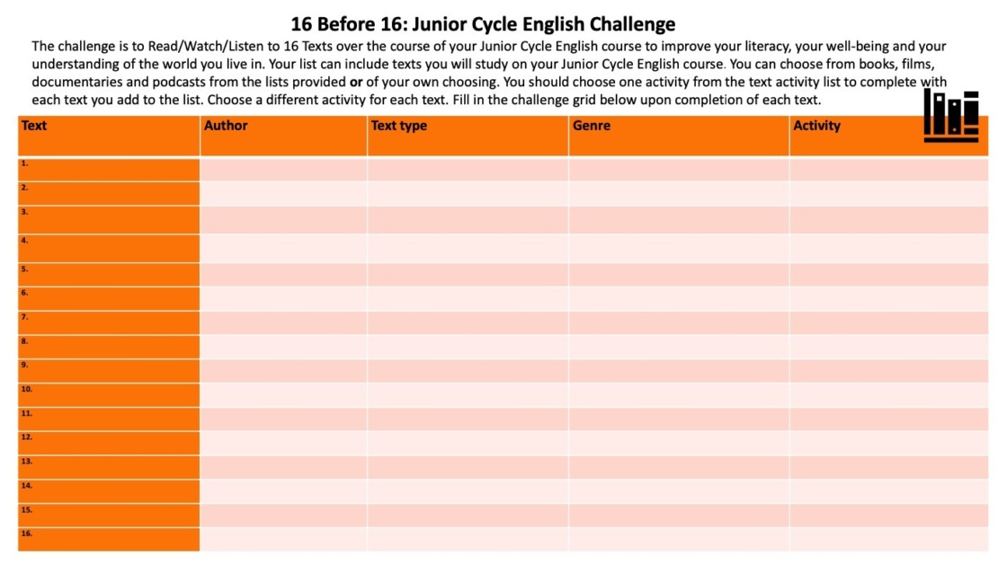 Read Watch Listen Challenge 1 
