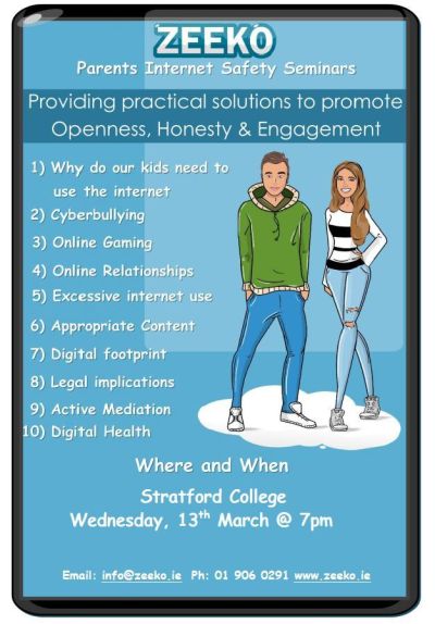Parents Internet Safety Seminar: Wednesday, 13th March at 7pm