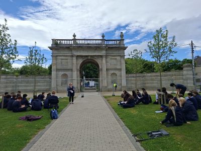 3rd Year Classics students study Ely Arch