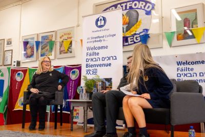 In conversation with Dr. Mary McAleese at Stratford College.  A wonderful morning had by all students, staff and some visitors.  #education #inspirational #drmarymcaleese