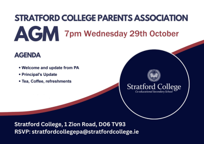 Stratford College Parents Association AGM 29th October - Come along and have your say!  #scparentsassociation #communityvoice