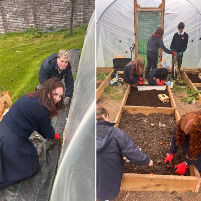 Polytunnel prep by 4th Years