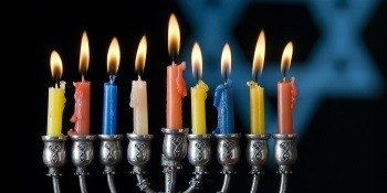 Lighting the traditional Hanukkah lights