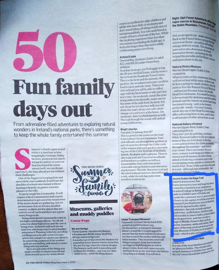 TY Heriitage Trail - Irish Times - 50 Fun Family days out Irish Times, 3 June 2023
