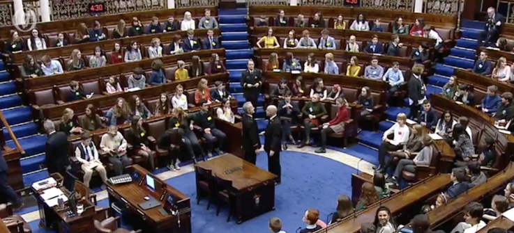 Youth Climate Change Dail 15 Nov2019 1065X484 Image courtesy of Oireachtas TV
