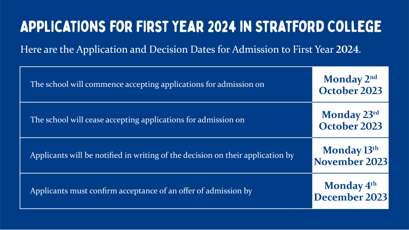 See our Admissions Deadlines for September 2024